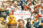 Quirky Farm Animals Clipart PNG, a Seasonal Illustration by CreationArt (Thumbnail 1 of 7)