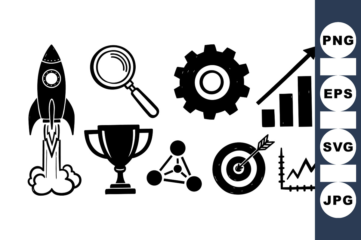 Business Growth Icon Set Vector, an Illustration by designvectx (Photo 1 of 3)