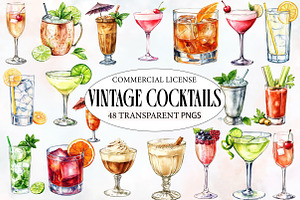 Vintage Cocktails Clipart, an Illustration by Designworld
