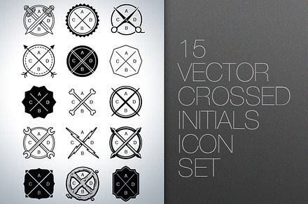 Vector Crossed Initials Icon Set