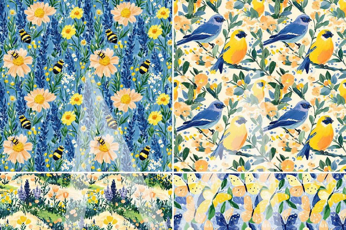 Modern Floral Seamless Patterns, a Pattern Graphic by Maishop (Photo 2 of 8)