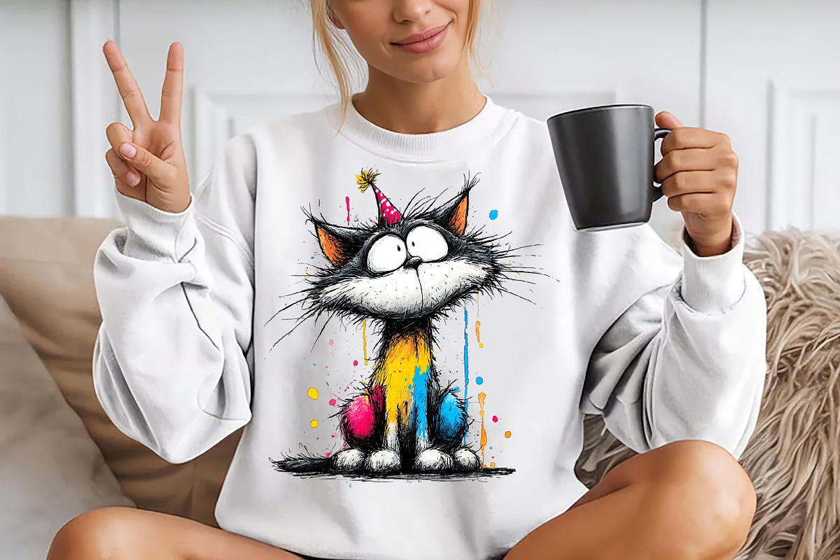 Quirky Funny Cats Clipart, an Animal Illustration by YA Design (Photo 4 of 5)