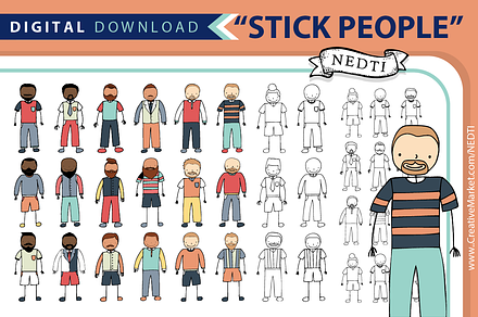 Male Stick Figure People PNG