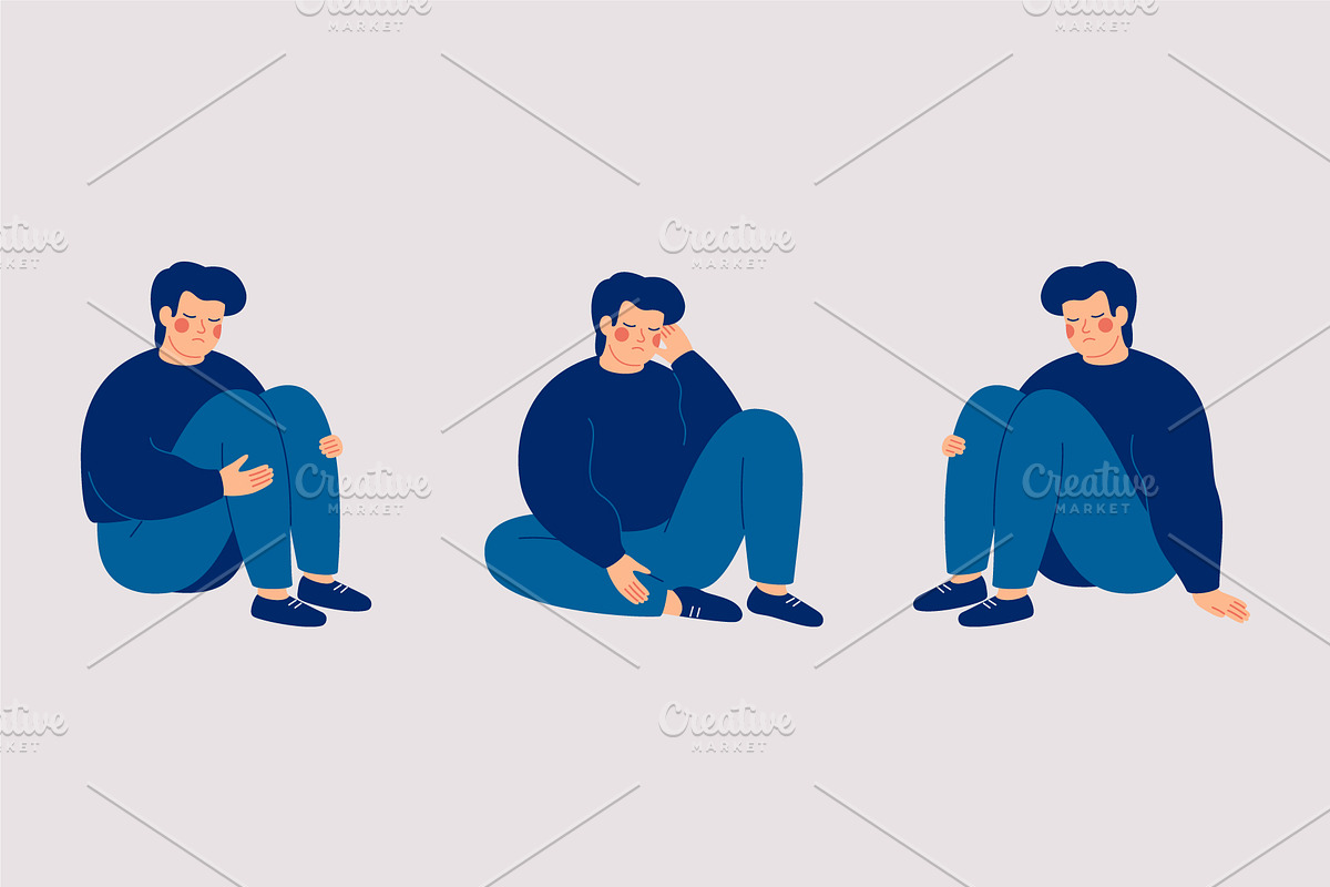 Man with Depression Symptoms, a Healthcare Illustration by Mary Long (Photo 4 of 5)