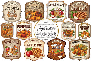 Autumn Vintage Labels Sublimation, an Illustration by OK Design