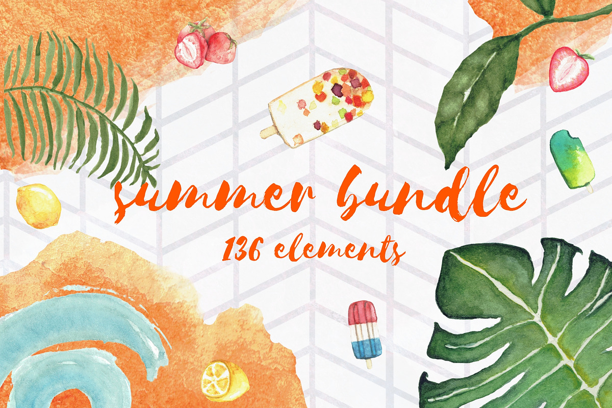 Summer Bundle - 136 elements, a Food Illustration by Tubigan Art (Photo 1 of 15)