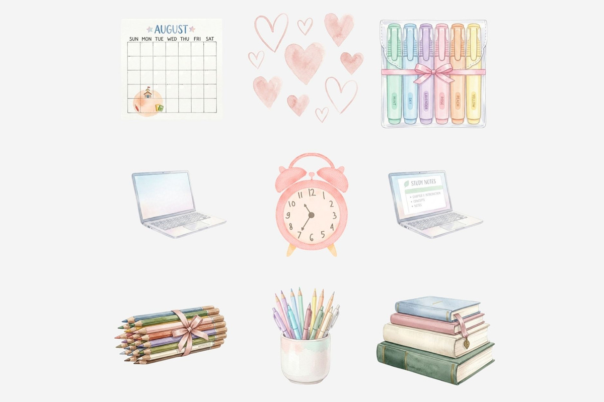 Back to School Aesthetic Clipart, a Seasonal Illustration by Tanya Kart (Photo 12 of 15)