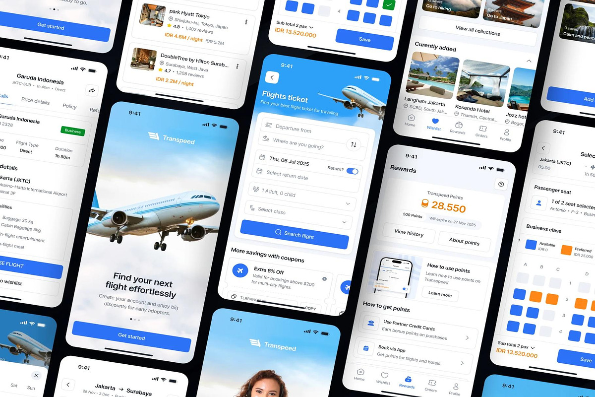 Flight Booking Mobile App UI Kit, an UI Kit Template by Creative Perspective (Photo 6 of 6)