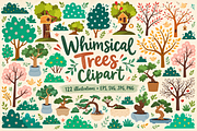 Whimsical Trees Clipart, a Decorative Illustration by Anna Studio (Thumbnail 1 of 12)
