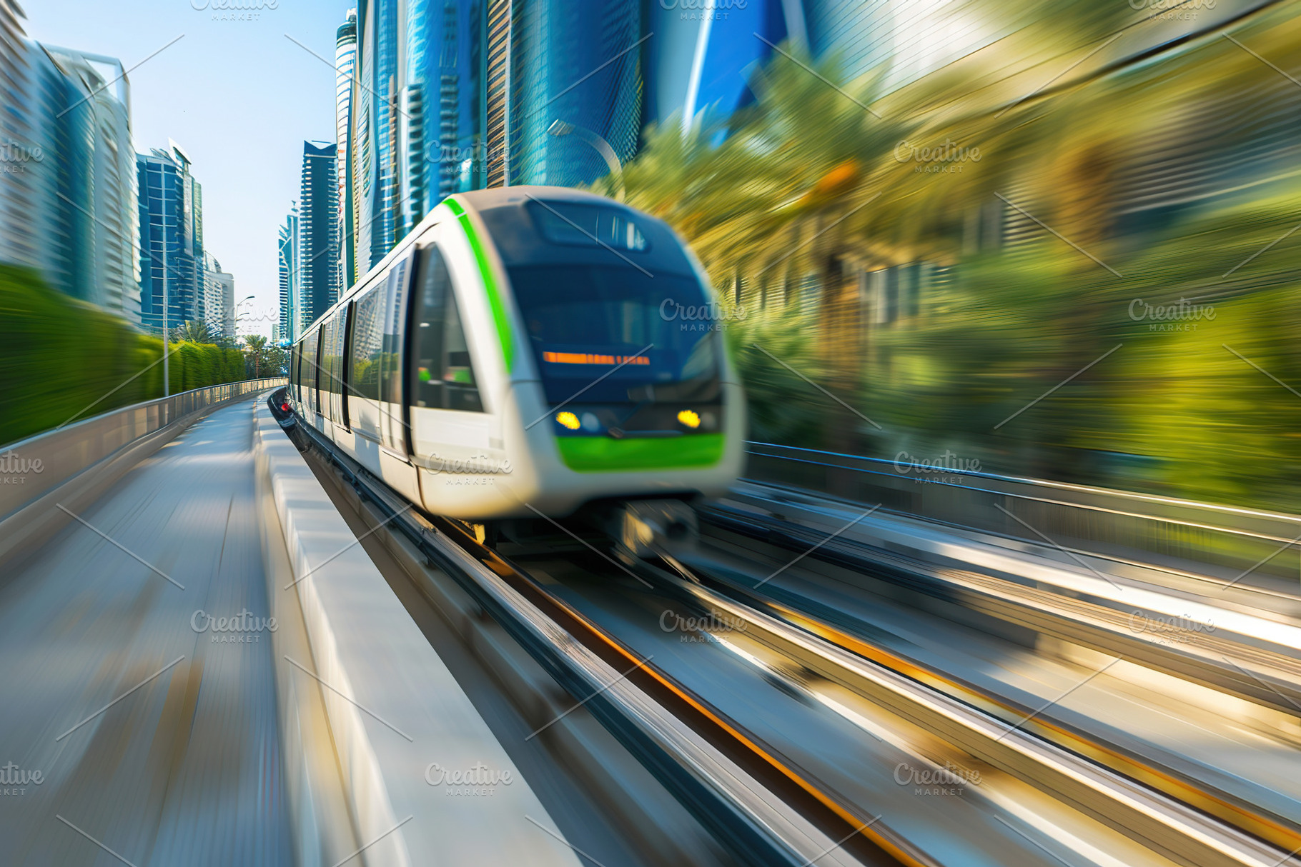 Modern high speed monorail train, a Transportation Photo by AlyaAnd