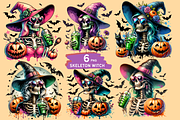 Retro Witch Skeleton and Iced Coffee, a Seasonal Illustration by Bubble Pixel (Thumbnail 1 of 8)