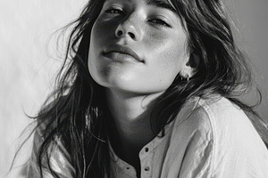 Black and White Portrait of a Woman in Natural Light, a Person Photo by AlyaAnd