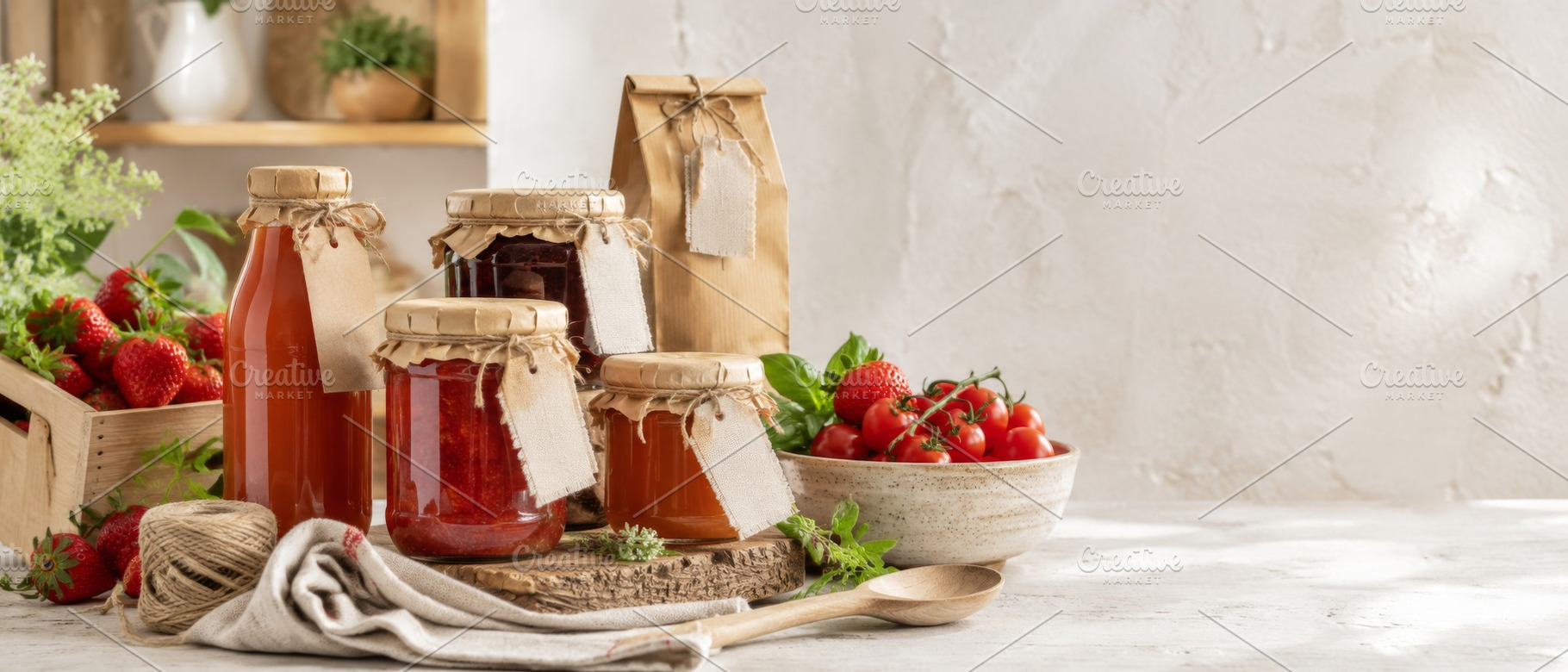 Farmcore summer preserves on rustic, a Photo by Dvoevnore photos