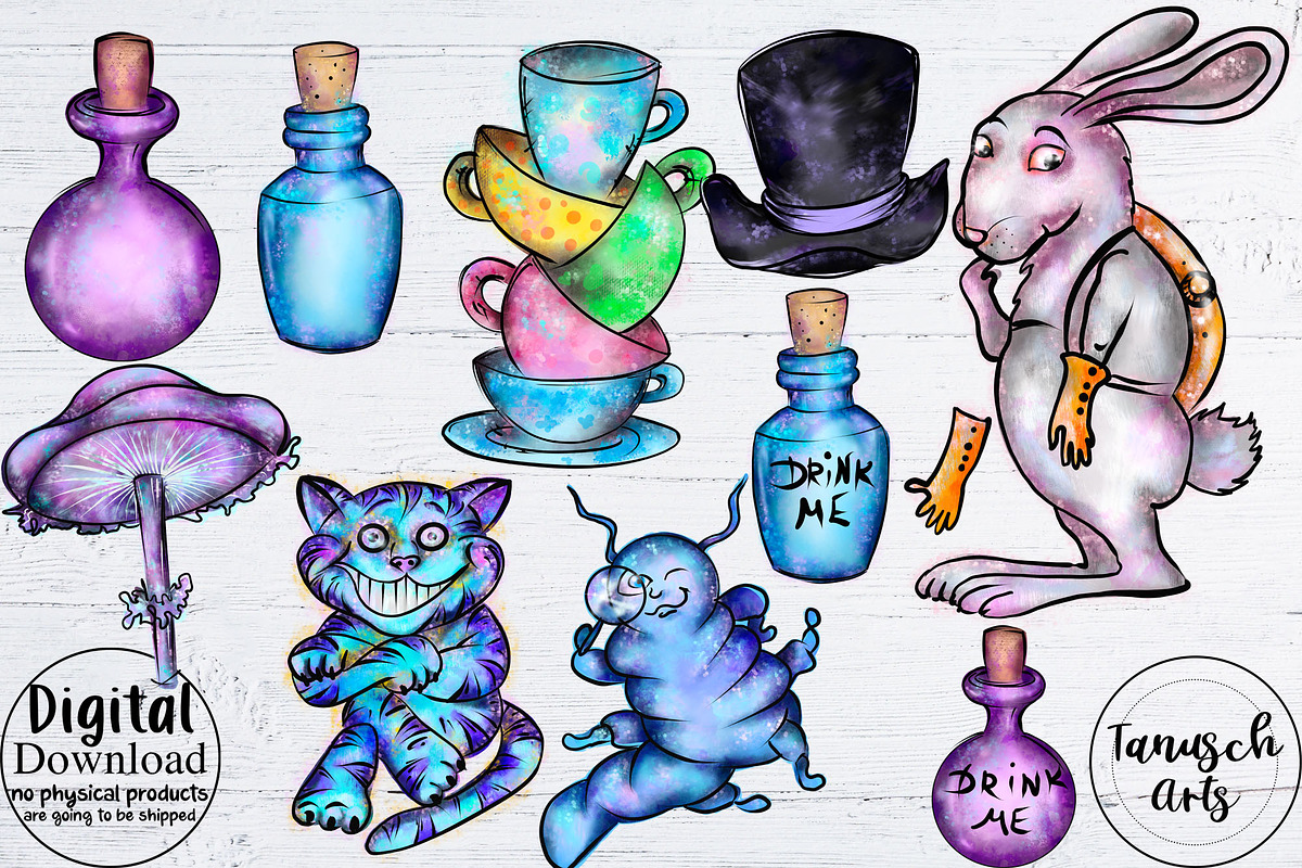 Alice in Wonderland Clipart, an Illustration by TanuschArts (Photo 2 of 8)
