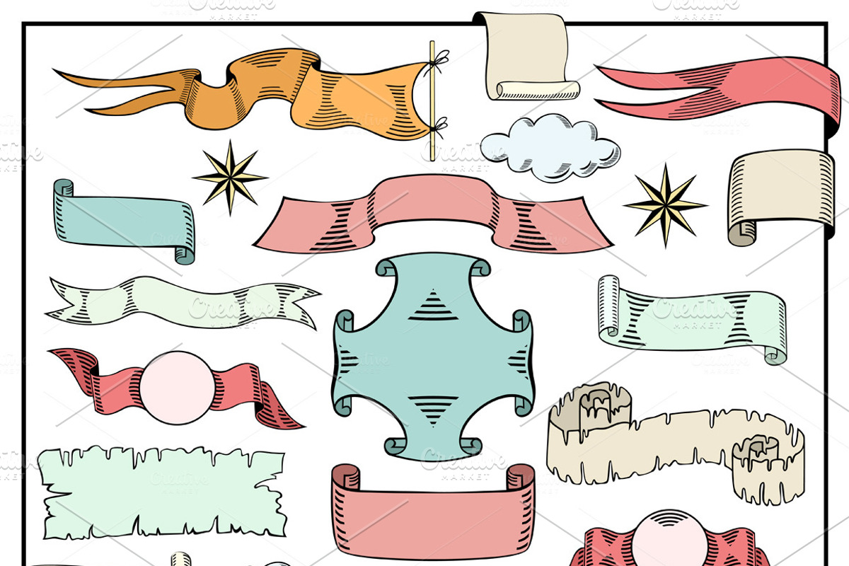 Vintage Ribbons Vector Collection, a Graphic by KsanasK.Art (Photo 2 of 4)
