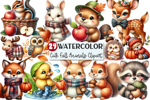 Cute Baby Fall Animals Clipart, an Illustration by Rose Art