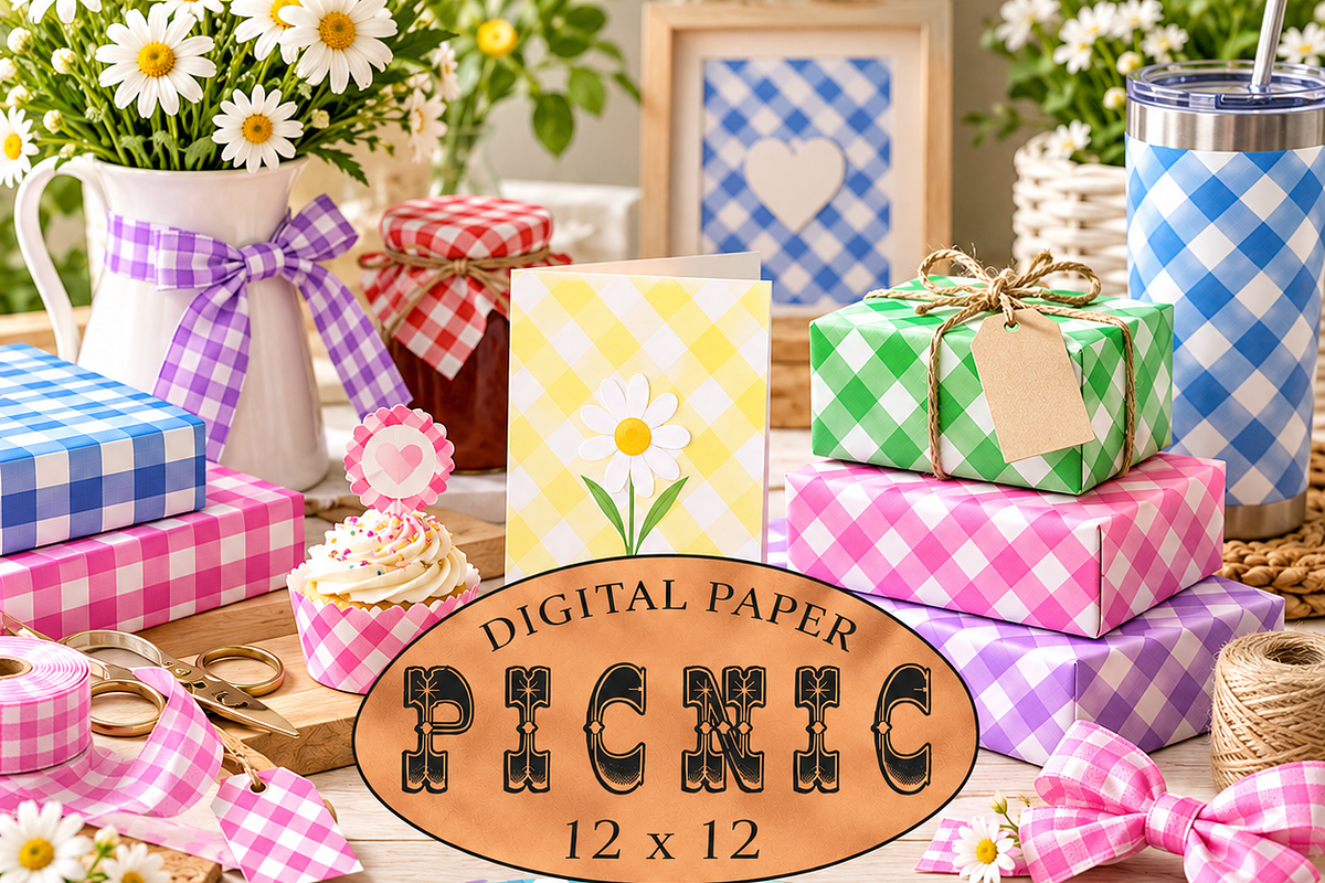 Gingham patterns Picnic Cottagecore, a Pattern Graphic by Kiwi Fruit Punch (Photo 1 of 3)