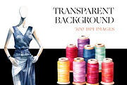 Watercolor Sewing Clipart, Supplies, a Work Illustration by BrushstrokeArtGB (Thumbnail 6 of 9)