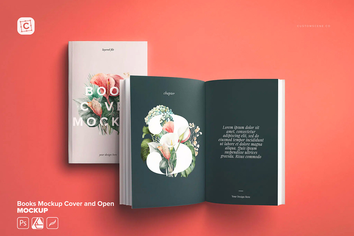 Books Mockup Cover and Open, a Books & Magazine Mockup by Custom Scene (Photo 1 of 8)