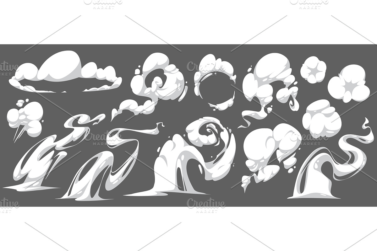 Cartoon smoke effects collection for, an Illustration by art PVP - market