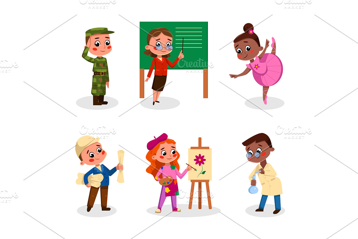 Cheerful Children Depicting, a Person Illustration by TopVectors