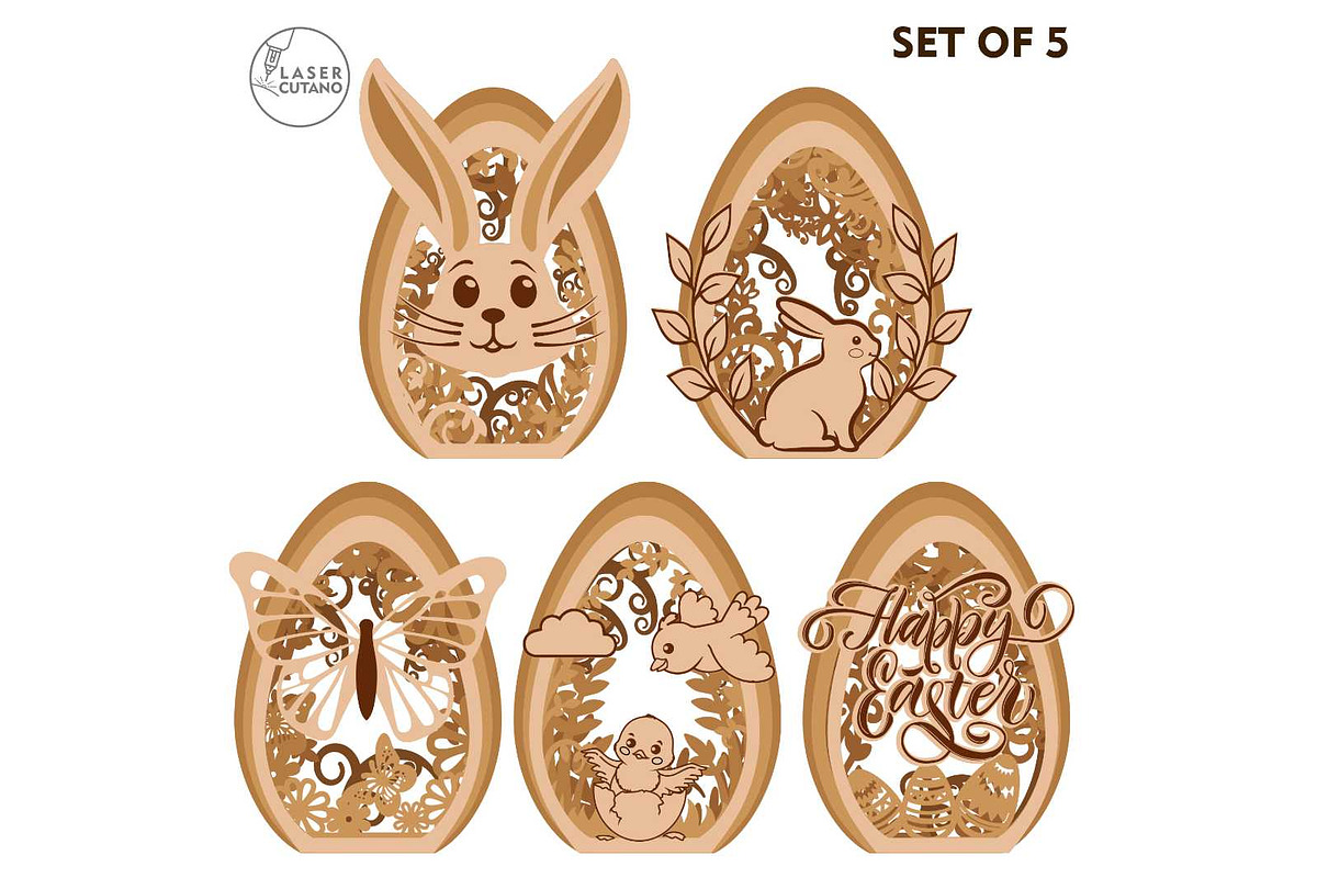 Easter Eggs Bundle Layered Templates, a Templates & Theme by LaserCutano (Photo 6 of 7)