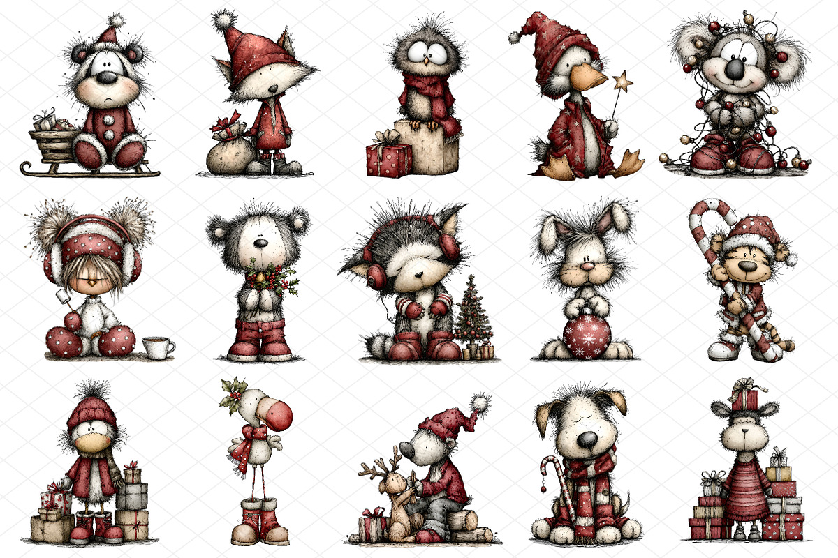 Festive Cute Animals Christmas PNG, an Illustration by cherrydesign (Photo 3 of 4)