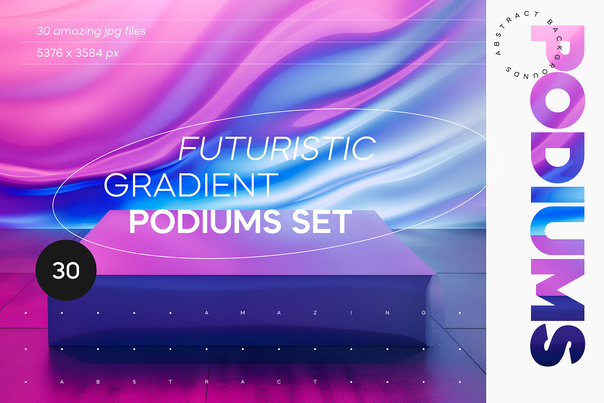Futuristic Gradient Podiums Set, a Background Graphic by Lumeno (Photo 1 of 5)