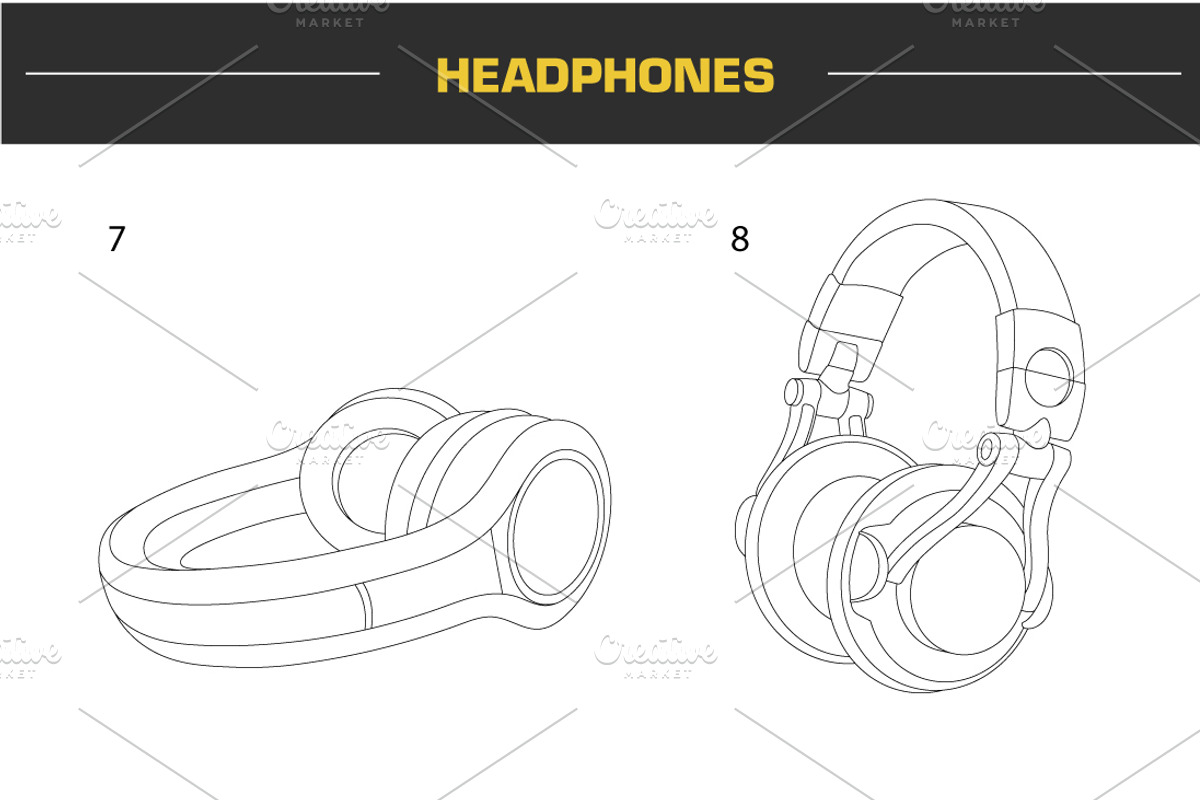 10 Headphones Illustrations, an Object Illustration by Cartoon Lab (Photo 5 of 6)