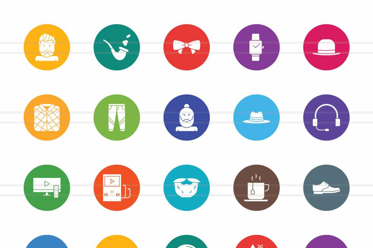 50 Hipster Flat Round Icons, an Icon by IconBunny (Photo 2 of 2)