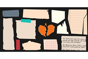 Vintage torn paper set with note, an Illustration by art PVP - market