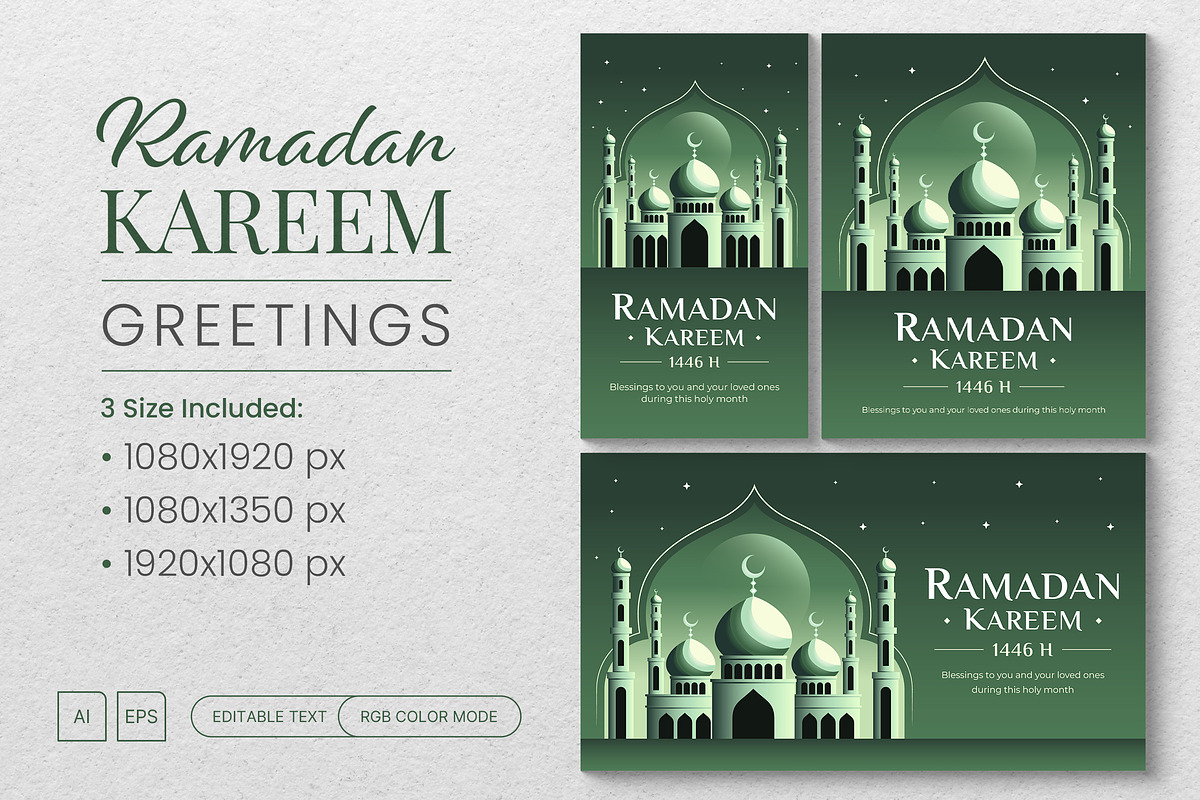 Ramadan Kareem Greetings Card Vol.1, a Social Media Template by muhisya (Photo 1 of 6)