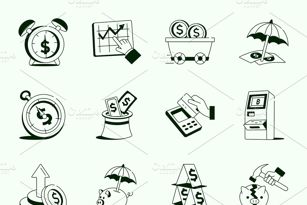 Money Drawing Illustration Set, a Finance Illustration by Vectors Market (Photo 7 of 7)