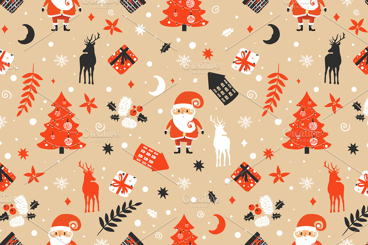 Colorful Retro Christmas Patterns, a Pattern Graphic by tomuato (Photo 3 of 7)