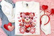 Pink Floral Valentine's Day Bear Png, an Illustration by Canvas Craft (Thumbnail 4 of 6)