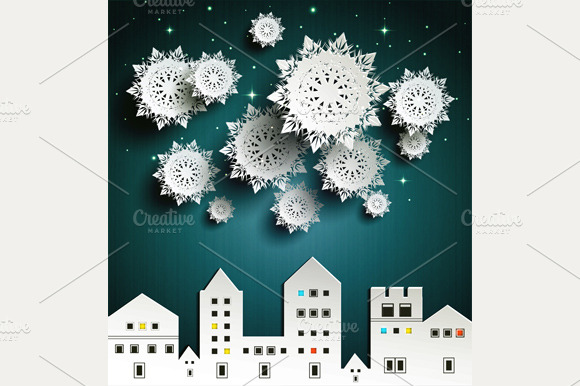 Paper snowflakes in city preview 2