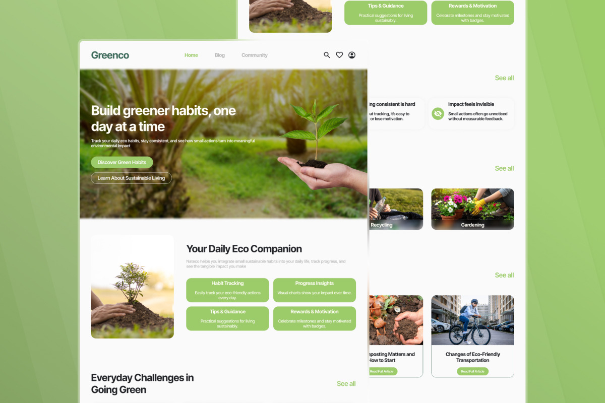 Greenco - Eco Habit Tracker Landing, an App Template by trabaskriya (Photo 4 of 5)