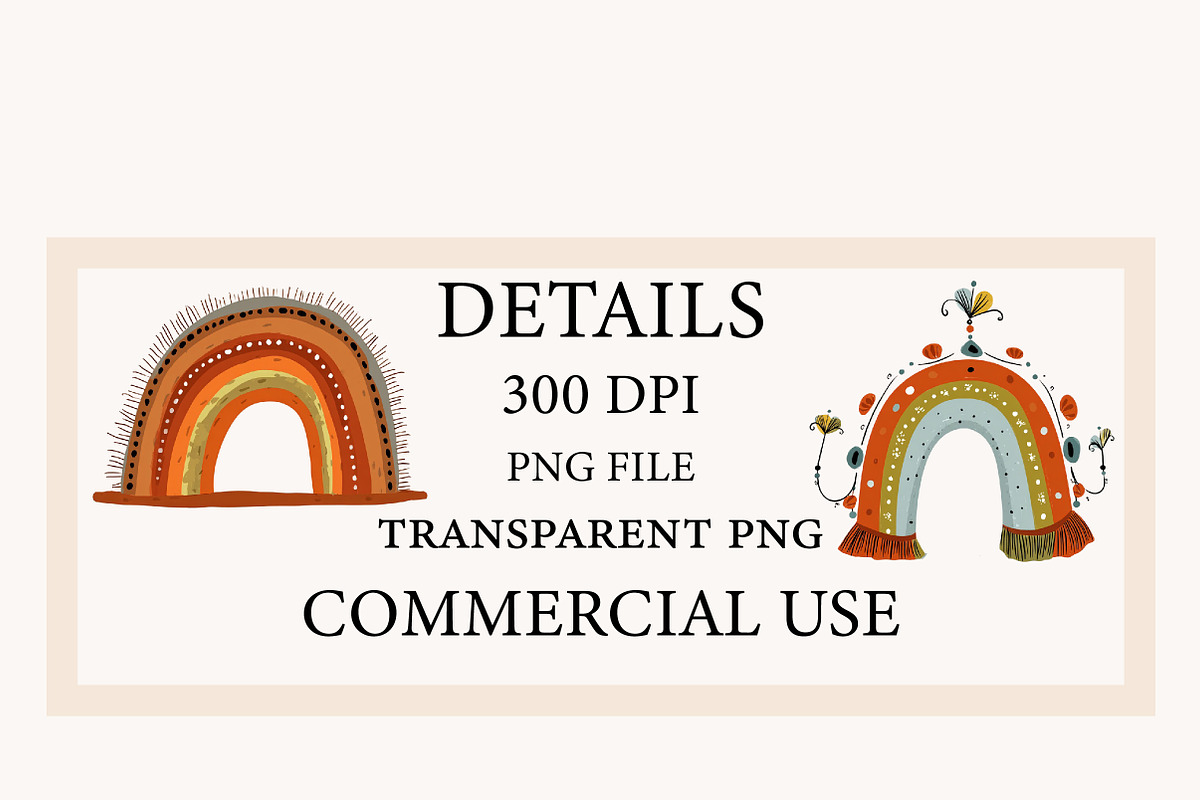 Cute Boho Retro Rainbow Clipart, a Seasonal Illustration by Designworld (Photo 3 of 9)