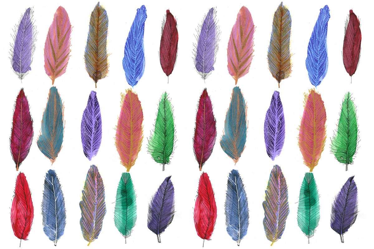 Colorful Feathers Pattern preview 3
