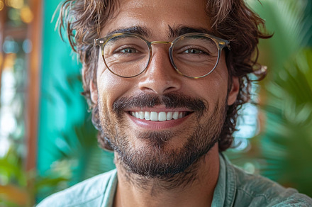 Carefree smiling man in casual clothing takes a selfie indoors, a Photo by AS photostudio