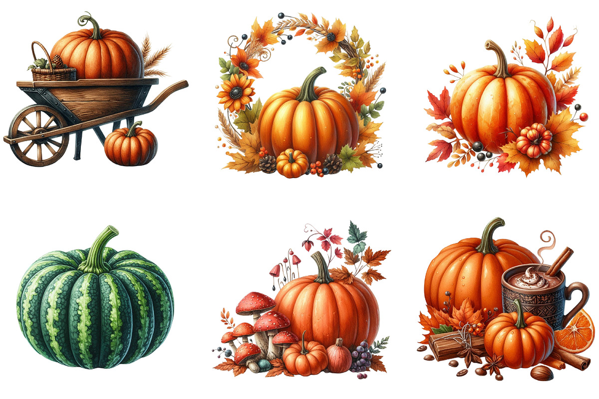 Fall Pumpkin Clipart PNG Autumn, an Illustration by DreamArtGraphic (Photo 5 of 5)