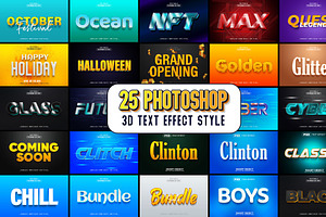 25 Photoshop 3D Text Effect Bundle, a Layer Style Add-On by Md Jahidul99