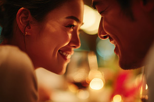 Couple enjoys dinner in a restaurant, a Photo by Beautiful things