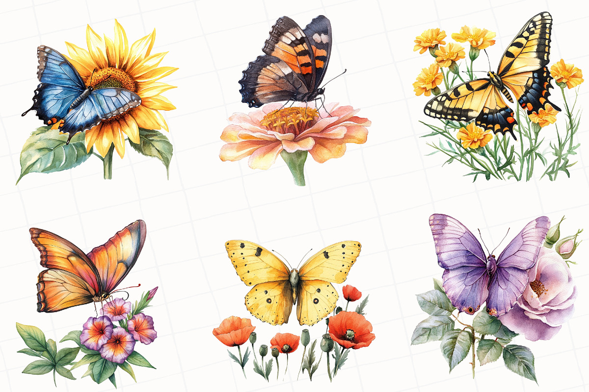 Summer Butterflies Garden Clipart, an Illustration by OK Design (Photo 5 of 5)