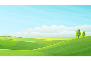 sunny landscape with rolling green, an Illustration by IfH