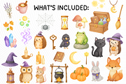 Watercolor Witch Clipart Set, a Seasonal Illustration by PassionPNGcreation (Thumbnail 3 of 9)