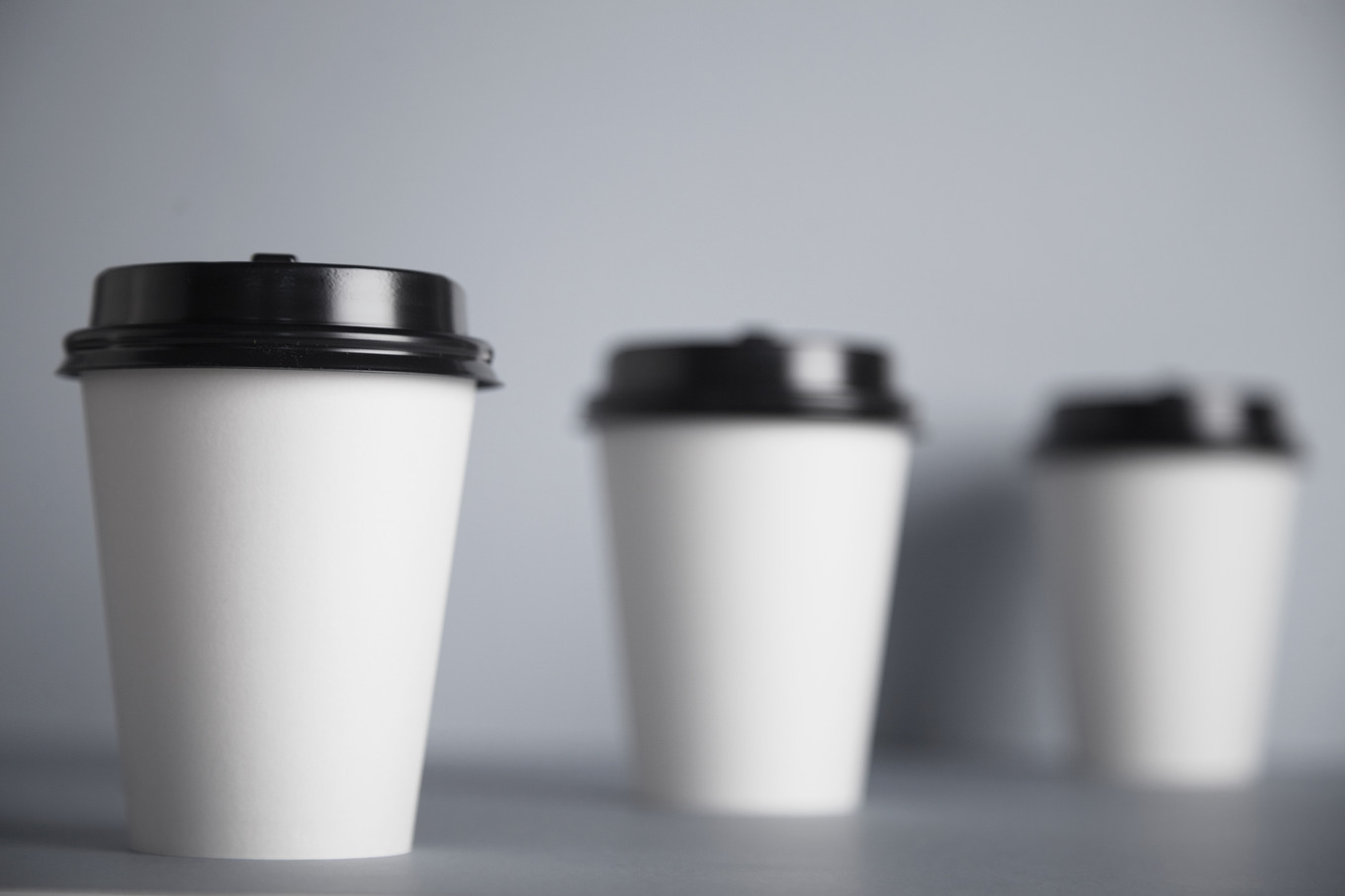 White paper cups isolated on gray mockup set featuring cup, paper, and ...