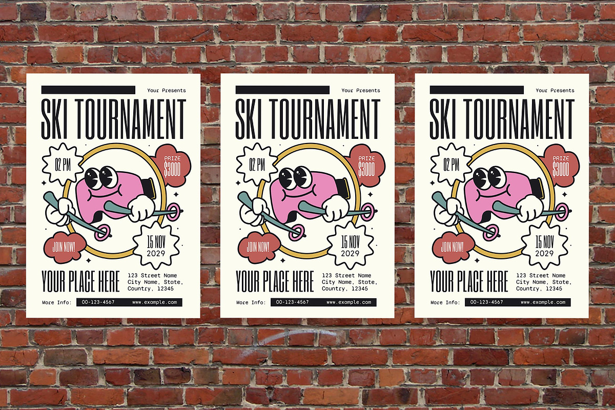 Cartoon Ski Tournament Flyer Set, a Flyer Template by Aiyari Graphic (Photo 3 of 3)