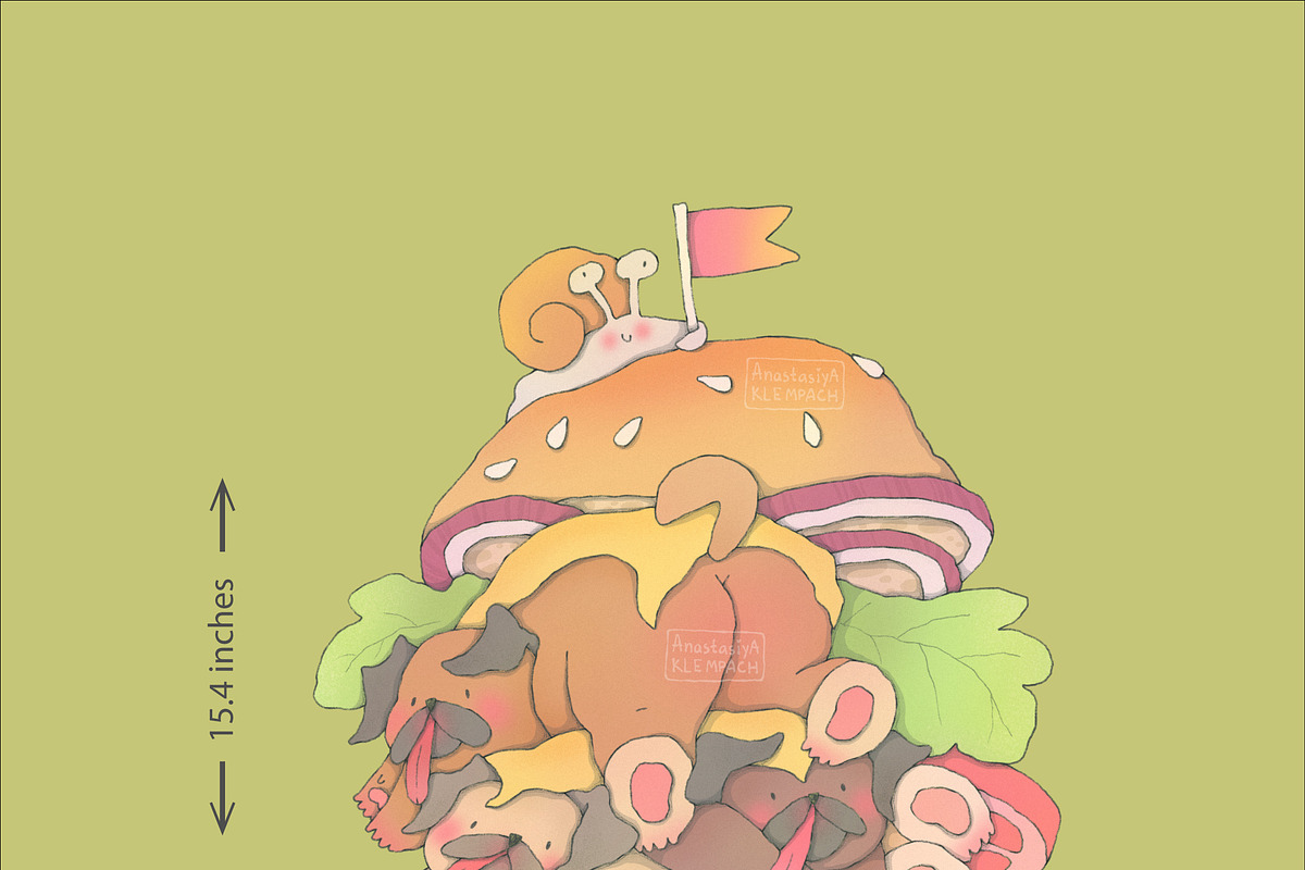 The Pug Burger, an Animal Illustration by Anastasiya Klempach (Photo 3 of 7)