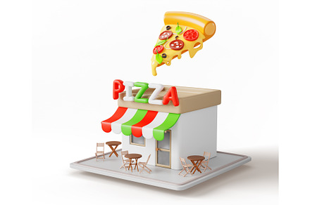 Pizza building exterior, italian, an Architecture 3D Model by Marozhkastudio